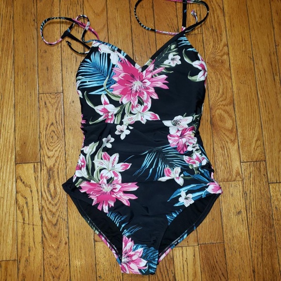 NWT Kona Sol Hawaiian Floral One-Piece Swimsuit - Picture 1 of 5